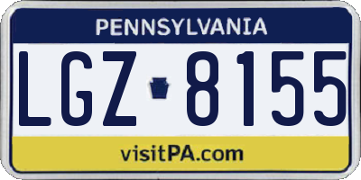 PA license plate LGZ8155