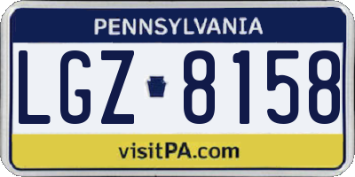 PA license plate LGZ8158