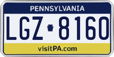 PA license plate LGZ8160