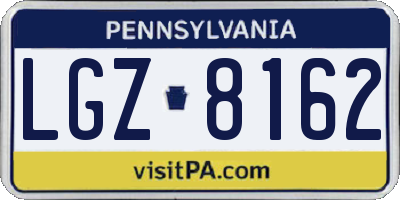 PA license plate LGZ8162