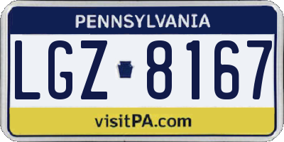 PA license plate LGZ8167