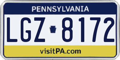 PA license plate LGZ8172
