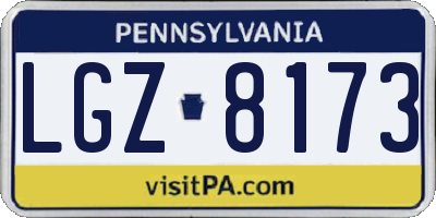 PA license plate LGZ8173
