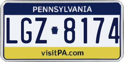 PA license plate LGZ8174