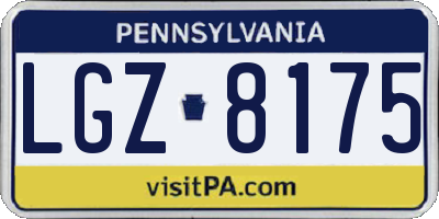 PA license plate LGZ8175