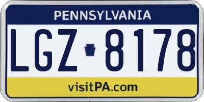 PA license plate LGZ8178