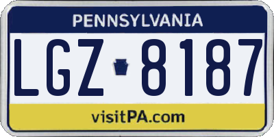 PA license plate LGZ8187