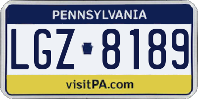 PA license plate LGZ8189