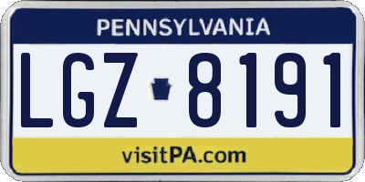 PA license plate LGZ8191