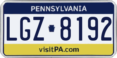 PA license plate LGZ8192