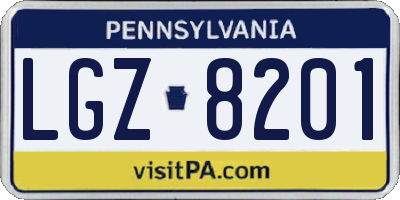 PA license plate LGZ8201