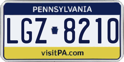 PA license plate LGZ8210