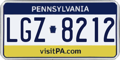 PA license plate LGZ8212