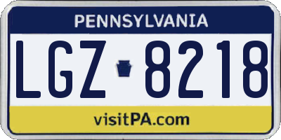 PA license plate LGZ8218