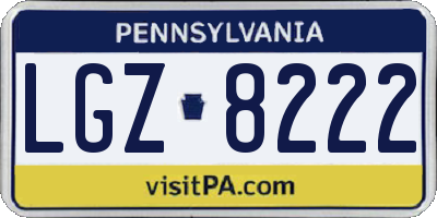 PA license plate LGZ8222