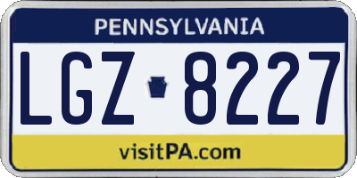 PA license plate LGZ8227