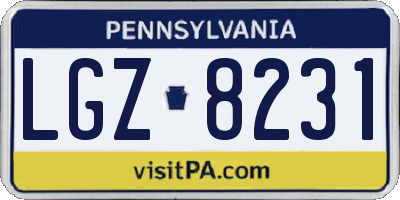 PA license plate LGZ8231