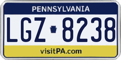 PA license plate LGZ8238