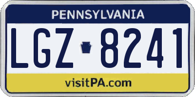 PA license plate LGZ8241