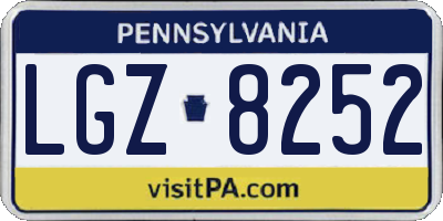 PA license plate LGZ8252