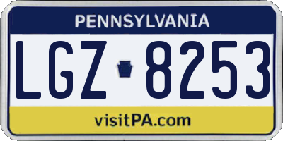 PA license plate LGZ8253