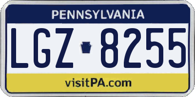 PA license plate LGZ8255