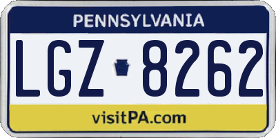PA license plate LGZ8262