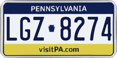 PA license plate LGZ8274