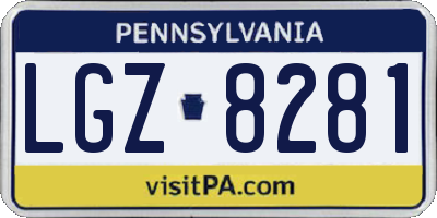 PA license plate LGZ8281