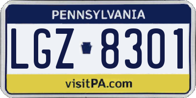 PA license plate LGZ8301