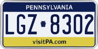 PA license plate LGZ8302