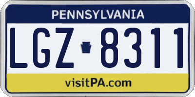 PA license plate LGZ8311