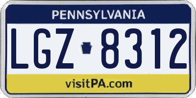 PA license plate LGZ8312