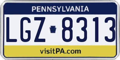 PA license plate LGZ8313