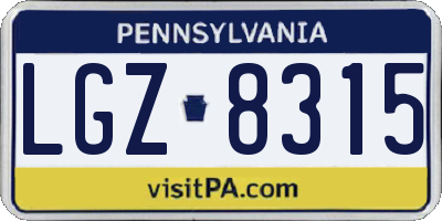 PA license plate LGZ8315