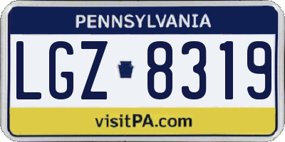 PA license plate LGZ8319