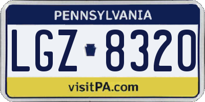 PA license plate LGZ8320