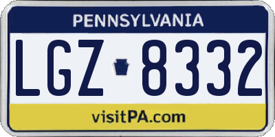 PA license plate LGZ8332