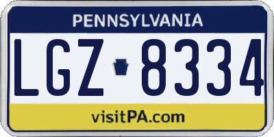 PA license plate LGZ8334