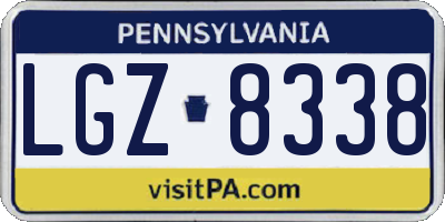 PA license plate LGZ8338
