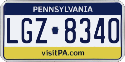 PA license plate LGZ8340
