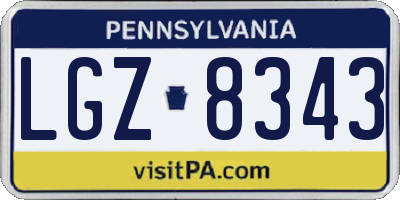 PA license plate LGZ8343