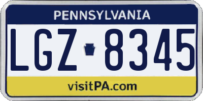 PA license plate LGZ8345