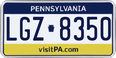 PA license plate LGZ8350