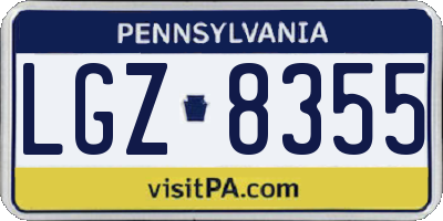 PA license plate LGZ8355