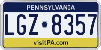 PA license plate LGZ8357