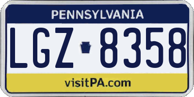 PA license plate LGZ8358