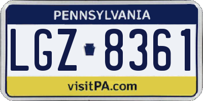 PA license plate LGZ8361