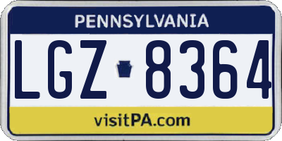 PA license plate LGZ8364