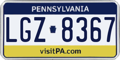 PA license plate LGZ8367